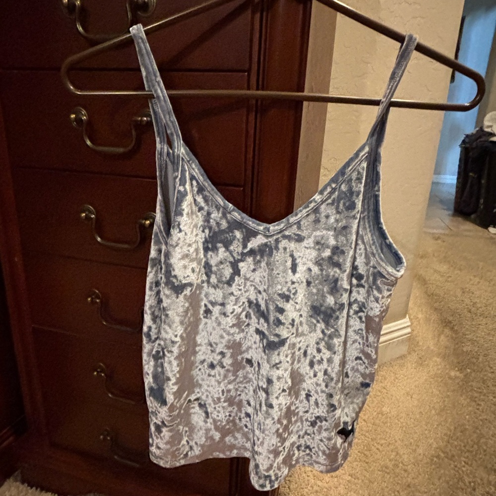 PINK Victoria's Secret Crushed Velvet Light Blue Camisole